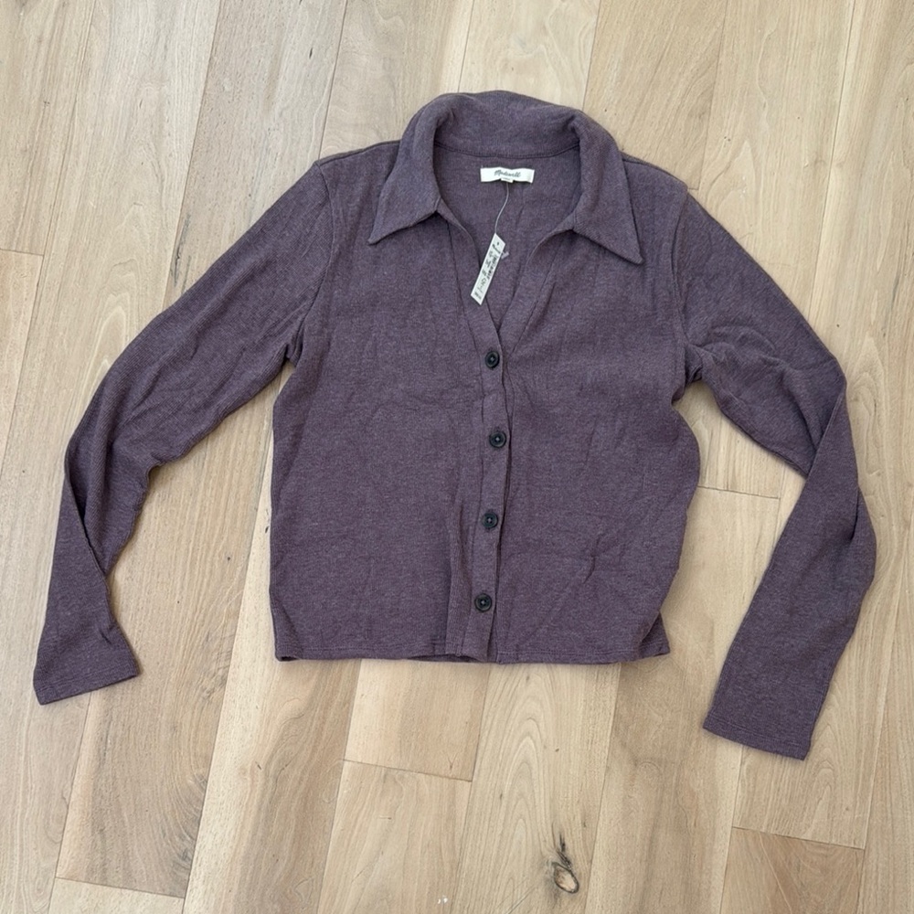 Madewell Gray Crop Button Down Shirt